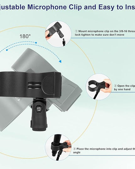 Mippko Microphone Stand Holder,21.5" Long Flexible Adjustable Magic Arm Super Crab Clamp Mic Clip 3/8"-16 to 5/8"-27 Adapter Mount,Compatible with Shure/Fifine /AT2020 /Pyle/Blue Snowball/Razer