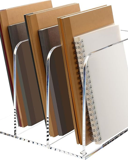 Magazine Holder, Clear Acrylic Magazine Rack, File Organizer for Office Desk, Book Organizer,-One-Piece-3 Vertical spaces,1 pack (B5)……
