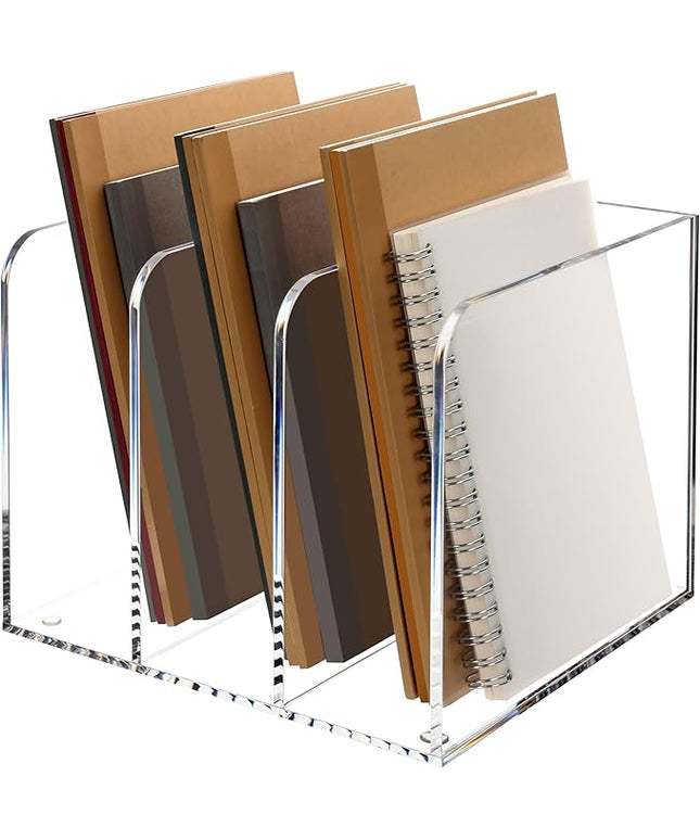 Magazine Holder, Clear Acrylic Magazine Rack, File Organizer for Office Desk, Book Organizer,-One-Piece-3 Vertical spaces,1 pack (B5)……