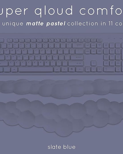 Qloud Cloud Wrist Rest Keyboard Wrist Rest for Computer Keyboard Pad, Cloud Keyboard Wrist Rest, Wrist Pad for Keyboard, Memory Foam, Non Slip Base, Comes with Mouse Pad - Slate Blue