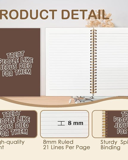 Christian Spiral Journal Notebook 5.5x8.3in, Bible Scripture Journal for Woman, Christian Gifts for Women, Treat People Like Jesus Religious Notebooks for Note Taking, Hardcover Notebook