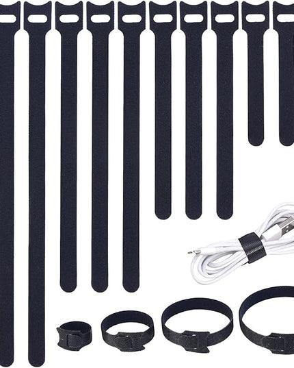 200PCS Reusable Cable Ties Wire Ties Cord Organizer Cable Organizer Adjustable Cable Management Black 4+6+8+10 inch