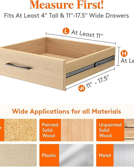 Lifewit 18 Pack Drawer Dividers 4" High, 11-17" Adjustable Drawer Organizers for Clothes, Expandable Dresser Separators in Bedroom/Bathroom/Kitchen/Office Organization and Storage, White