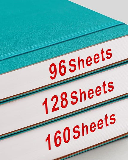 AHGXG Bullet Dotted Journal - 320 Pages Dot Grid Notebook B5 Large Journal, 7.6'' X 10'', 100gsm Thick Dotted Paper, Leather Softcover, with Journal Stencils, Inner Pocket - Cyan