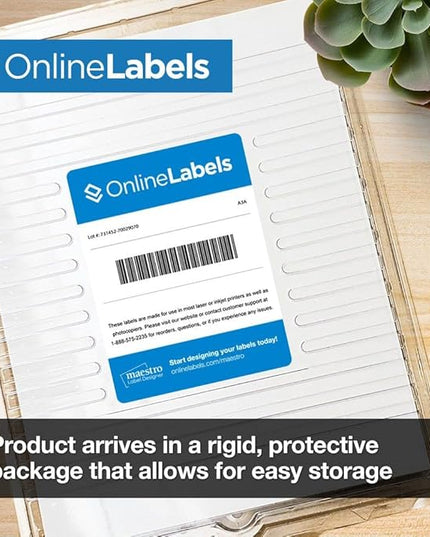 Sticker Paper, 250 Sheets, White Matte, 8.5" x 11" Full Sheet Label, Works with Inkjet and Laser Printer, Compatible with Electronic Cutting Machines, OL177WX, OnlineLabels