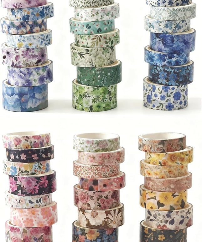 Bomichi Washi Tape, 42 Rolls Aesthetic Colored Decorative Cute Scrapbook Tape for Scrapbooking Supplies Journaling Craft Junk Journal