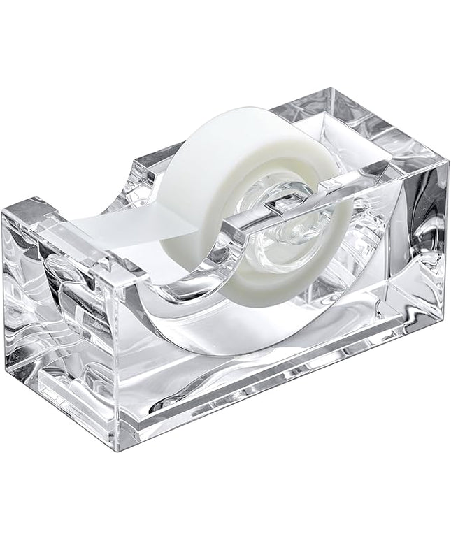 Amazing Abby - Tanya - Acrylic Tape Dispenser (1-Pack), Plastic Label Roll Holder, Clear Sticker Organizer, Perfect Office Desktop Storage Solution for Tapes, Labels, Stickers, and More