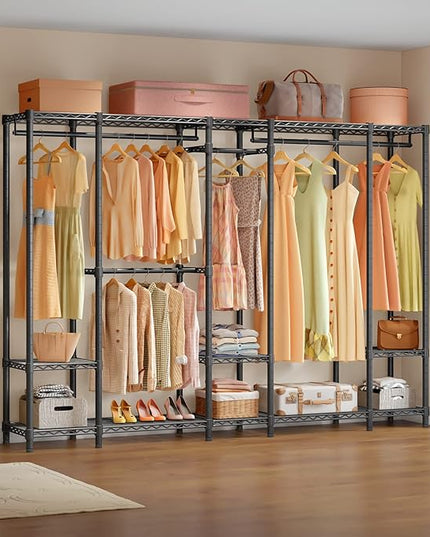 VIPEK V50 Extra Large Portable Closet Rack Bedroom Armoire Freestanding Wardrobe Closet, Heavy Duty Clothes Rack Multi-Functional Metal Clothing Rack for Hanging Clothes, Max Load 1300lbs, Black
