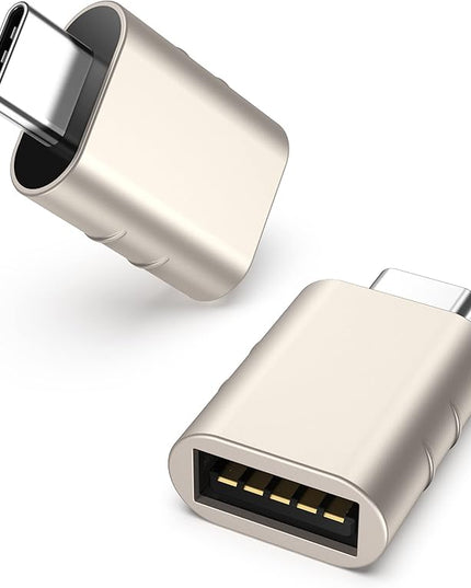 Syntech USB C to USB Adapter Pack of 2 USB C Male to USB3 Female Adapter Compatible with iPhone 17 Pro Max MacBook Pro Air 2024 iMac iPad mini Pro, Other Type C or Thunderbolt 4/3 Devices, Starlight