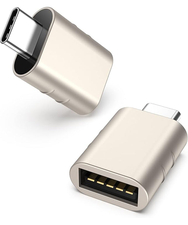 Syntech USB C to USB Adapter Pack of 2 USB C Male to USB3 Female Adapter Compatible with iPhone 17 Pro Max MacBook Pro Air 2024 iMac iPad mini Pro, Other Type C or Thunderbolt 4/3 Devices, Starlight