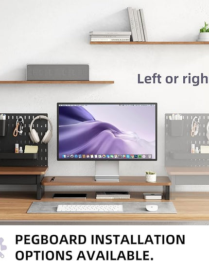 Monitor Stand Riser,Computer Monitor Stand with DIY Pegboard and drawer for Laptop,PC,Computer,Printer,Walnut Finish