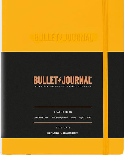 LEUCHTTURM1917 The Official Bullet Journal Edition 2 - Notebook Built for BuJo, Medium A5 204 Pages of 120gsm Paper, With Bujo Pocket Guide (Yellow24)