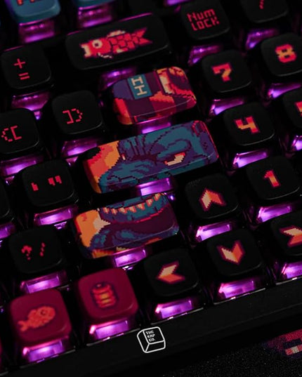 x Pixel Jeff Neon Japan Keycap Set, 120 Keys ASA PC PBT Keycap Set, Dye Sub Shine Through 4-Sided Crystal Key Caps, Japanese Style Keycaps for MX Switches Mechanical Keyboard
