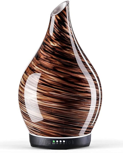 Porseme 280ml Essential Oil Diffuser Glass Color Changing Aroma Air Diffusers Aromatherapy Ultrasonic Cool Mist Humidifier 7 Running Hours Waterless Auto-Off for Sleeping, Yoga, Office (Dark Golden)