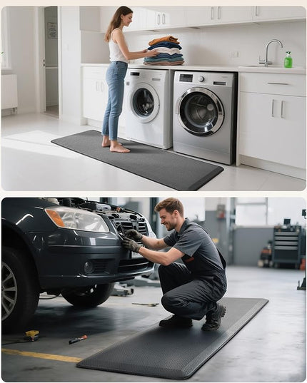 Ophanie Kitchen Mats for Floor, 3/4 Inch Thick Kitchen Rugs, 24'' x 70'' Anti Fatigue Standing Cushioned Mat, Waterproof,Comfort Ergonomic Mat for Office, Home, Sink, Grey Non-Slip Bottom