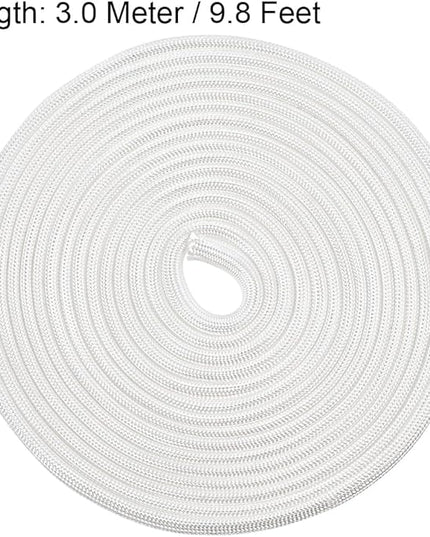 uxcell Insulation Braid Sleeving,3mm/0.12 Inch-3m/10 Feet High Temp Fiberglass Sleeve White