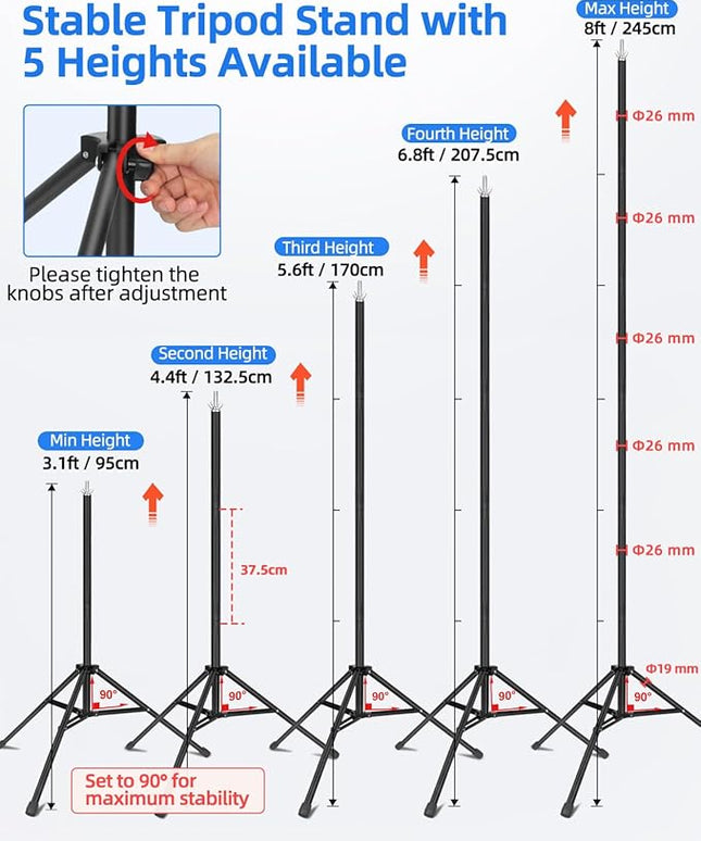 Hemmotop Backdrop Stand 10x8ft (WxH), Photography Background Stand for Parties, Adjustable Photo Backdrop Stands Kit for Wedding, Photo Booth, Party, Decoration, Balloon, Projector Screen
