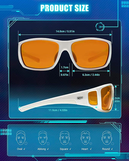 TIJN Sonia Sleep Glasses for Blue & Green Light Blocking,Red Lens with Dual AR Coating,Wraparound Frame for Gaming Screen