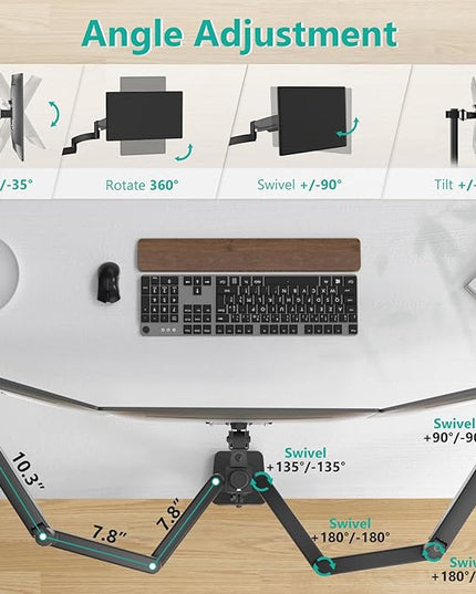 WALI Triple Monitor Mount, 3 Monitor Desk Mount with Premium Gas Spring Arm for Screens up to 27 inch, Multiple Monitors Stand with Tilt, Swivel, Rotation, Mounting Holes 75/100 mm, Black