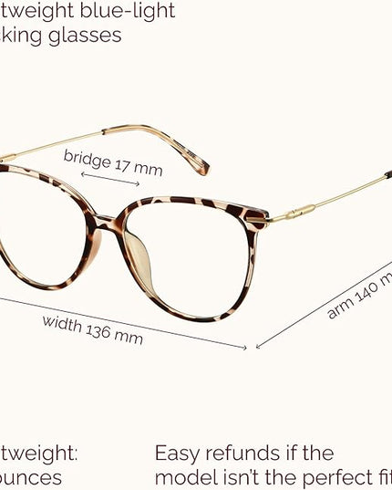Gaoye Blue Light Blocking Glasses - Trending Round TR90 Frames, Metal Arms, UV400 Protection - Matching Soft Case
