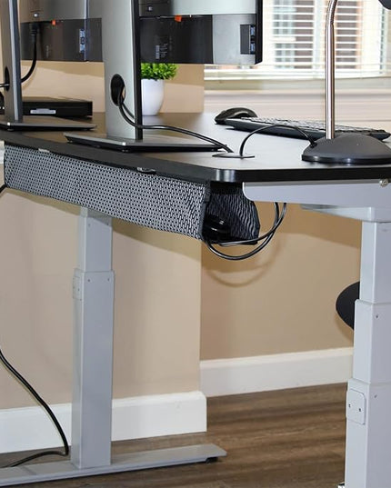 PERFECT POSTURE Mesh Cable Organizer – Under Desk Cable Management with Adjustable Straps, Flexible Mesh, Easy-Access Design, & Standing Desk Compatible – 37.4” (Gray)
