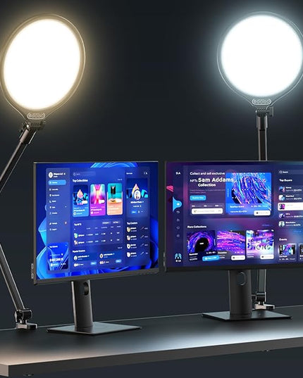 UBeesize 10" Key Light for Streaming, Desk Ring Light with Adjustable Arm (1 Pack), Zoom Lighting for Home Office, Gaming, Podcast, Video Calls, and Recording