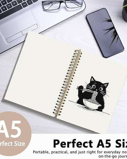 Funny Cat Ramen Journal Notebook Gifts for People Who Love Cats, Funny Cute Ramen Gifts, Black Cat Gifts for Girls, Cat Ramen Noodle Notepad for School Supplies 5.5x8.3 Inch