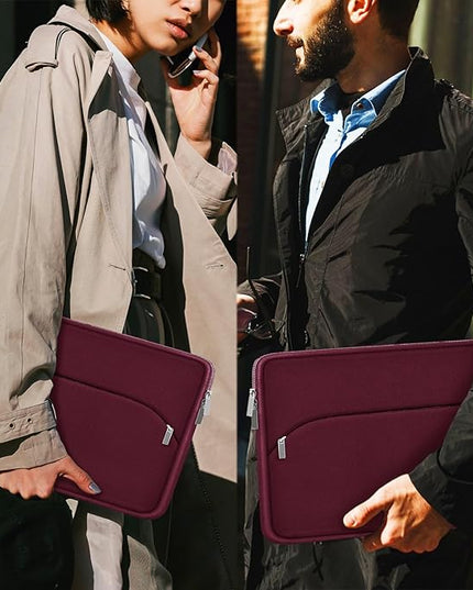 Laptop Sleeve 15.6 inch, Durable Portable Monitor Protective Cover with Front Pocket, Traveling Laptop Case Compatible for HP, Dell, Asus, Lenovo, Wine Red