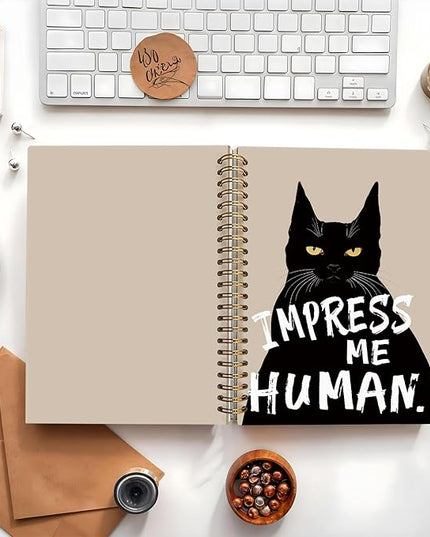 Funny Cat Notebook Journal, Black Cat Spiral Notebook, Black Cat Gifts, Cat Notepad, Cat Gifts for Cat Lovers, College Ruled Spiral Notebook 80 Sheets -160 Pages 5.5x8.3 Inch