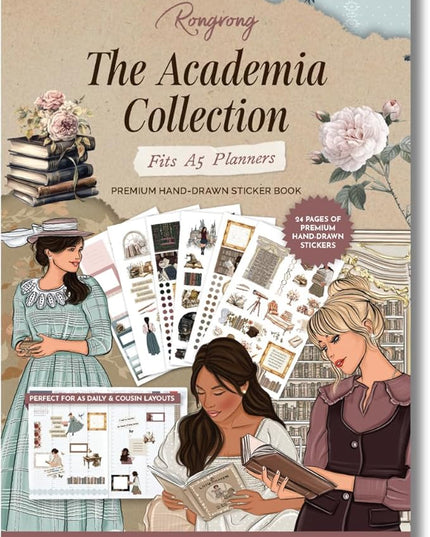 Hobonichi Compatible A5 Planner Sticker Book – Academia Collection Bookish Decorative & Functional Stickers for Cousin & Weeks Size Planners, Reading Journals & Creative Planning