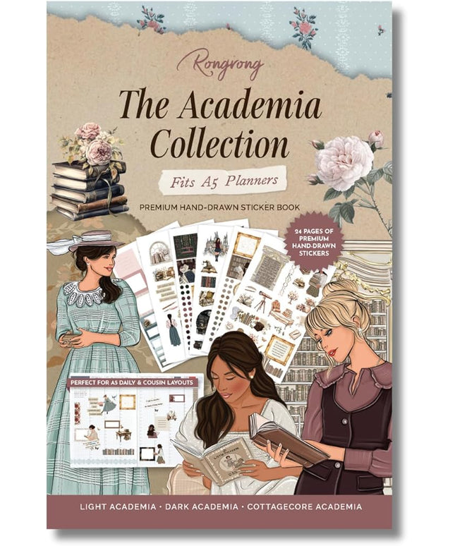 Hobonichi Compatible A5 Planner Sticker Book – Academia Collection Bookish Decorative & Functional Stickers for Cousin & Weeks Size Planners, Reading Journals & Creative Planning
