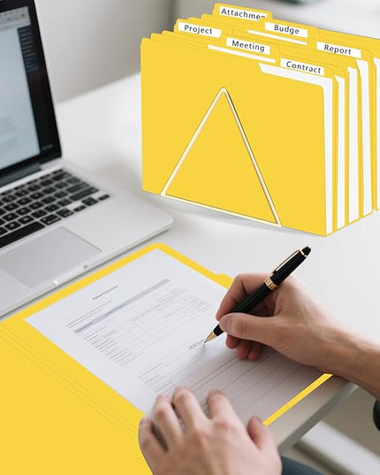 File Folder, HERKKA 30 Pack 1/3 Cut Tab File Folders, File Folders Great for Organizing and Filing, Letter Size, Yellow