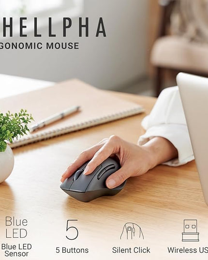 ELECOM Wireless Mouse Ergonomic Shape, 2.4Ghz with Receiver, Silent Click, 20-Month Battery Life, 2000DPI, 5 Buttons, Tilt Wheel, Optical Sensor, Compatible with PC, Mac, Laptop, Black (M-SH30DBSKBK)