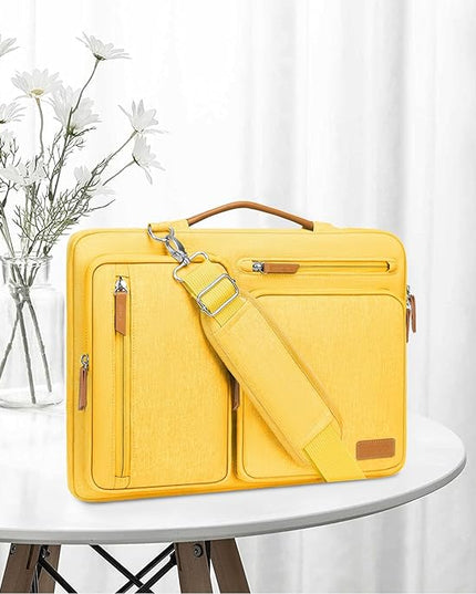 MOSISO 360 Protective Laptop Shoulder Bag,13-13.3 inch Computer Bag Compatible with MacBook, HP, Dell, Lenovo, Asus Notebook,Side Open Messenger Bag with 4 Zipper Pockets&Handle, Yellow