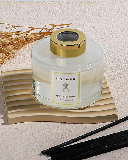 YISOWUH Reed Diffuser Set,5.07 fl oz (150 ml) - White Jasmine Oil Diffusers with 8 Reed Sticks,Home Fragrance Reed Diffuser for Bathroom Shelf Decor