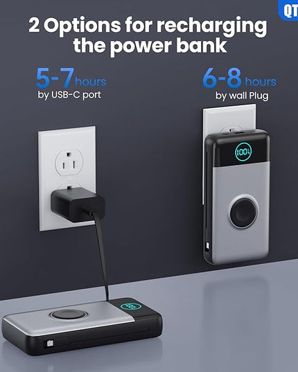 Portable Charger for iPhone with Built-in Cables and AC Wall Plug,Upgraded 40800mah Fast Charging USB C Power Bank,25W PD Travel Essentials Battery Pack for iPhone 17/16/15/14/13,Galaxy,Apple Watch