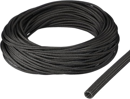 uxcell Insulation Cable Protector,3mm/0.12 Inch-30m/98 Feet High Temp Fiberglass Sleeve Black