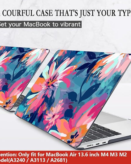 CISSOOK Compatible with MacBook Air 13.6 inch Case 2025 2024 2023 2022 Release M4 M3 M2 Chip A3240 A3113 A2681, Plastic Hard Shell Case &Keyboard Cover& Screen Protector, Muti-Color Painting