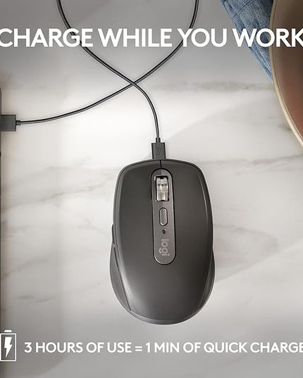 Logitech MX Anywhere 3S Compact Wireless Mouse, Fast Scrolling, 8K DPI Any-Surface Tracking, Quiet Clicks, Programmable Buttons, USB C, Bluetooth, Windows PC, Linux, Chrome, Mac - Rose