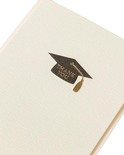Graphique Grad Cap La Petite Presse Boxed Notecards, 10 Embellished Gold Foil Blank Cards with Matching Envelopes and Storage Box, 3.25" x 4.75"