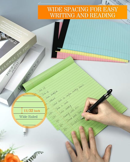 Zaviko 8 Pack Legal Pads 8.5 x 11, Notepads 8.5 x 11, Colored Note Pads 8.5x11 Writing Pads, Colored Legal Pads Wide Ruled, Lined Paper Pads 8.5x11, Double-Sided Pads of Paper, 30 Sheets/Pad