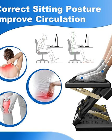 Foldable Foot Rest, Computer Foot Rest Under Desk, 12Modes Adjustable Ergonomic for Office, Loading Capacity 80 pounds, Removable Soft Cloth Pad, Yellow