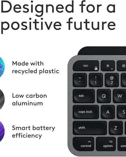 Logitech MX Keys S Combo for Mac, Wireless Keyboard and Mouse with Palm Rest, Backlit Keyboard, Fast Scroll Wireless Mouse, Bluetooth USB C for MacBook Pro, MacBook Air, iMac, iPad - Space Grey