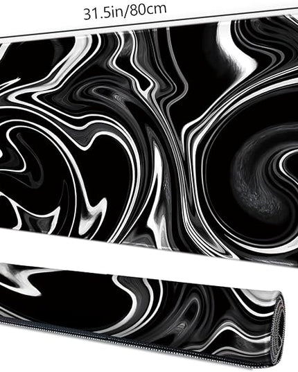Gaming Mouse Pad XXL XL Large Mouse Mat Long Extended Mouse Pad Desk Mat Non-Slip Rubber Mice Pads Stitched Edges Thin Pad (Wave Black)