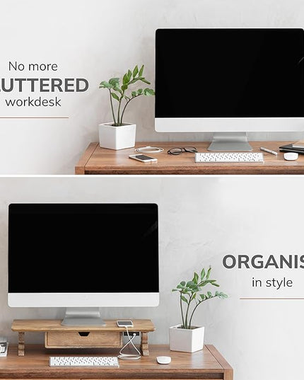Anji Mountain Monitor Stand - Desktop Organizer & Laptop Riser, Ergonomic Monitor Riser, Space-Saving Monitor Stand for Desk, Durable Construction, Easy Assembly, Ideal for Home & Office