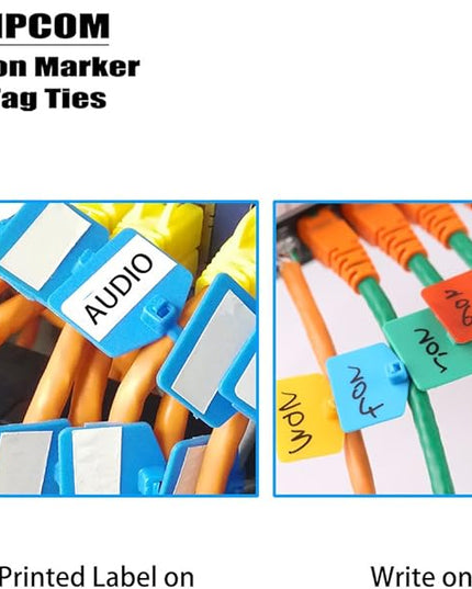 AMPCOM Nylon Cable Zip Ties with Marker, Self-Locking Written-on Cable Mark Ties 4.72 in - 5 Colors/ 100PCS