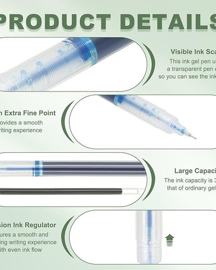 PATIKIL 6Pcs Colored Gel Ink Pens, 0.5mm Extra Fine Point Smooth Writing Japanese Quick Drying Liquid Ink Rollerball Pens for Office Stationery Classroom Teachers, Sky Blue