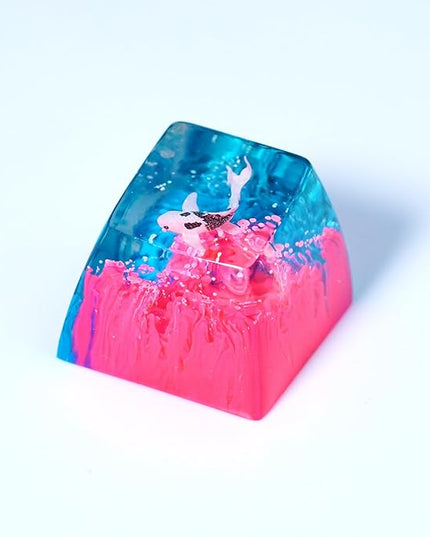 Kohaku Koi Fish Artisan Keycap Blue and Pink Ocean Coral Reef R1 SA Profile Custom Keycaps 1U ESC Handmade Gaming Resin Key Cap Cherry MX Switch Compatible Mechanical Keyboard Koi Lover Gift