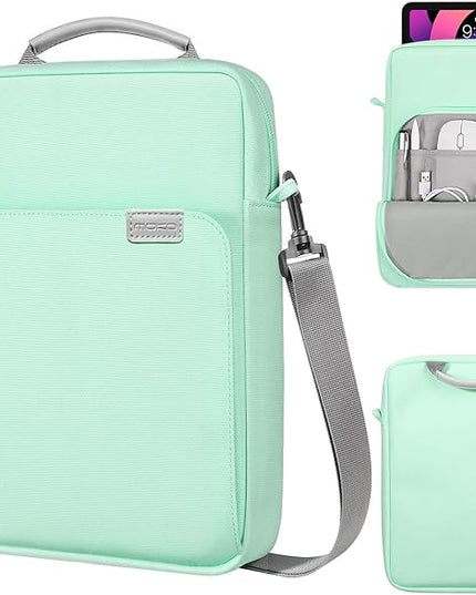 MoKo 9-11 Inch Tablet Sleeve Bag Handle Carrying Case with Shoulder Strap Fits New 11-inch iPad Pro M4/iPad Air M2, iPad 10th 10.9, i-Pad 9/8/7th 10.2, iPad Air 5/4th 10.9, Tab S8/S9 11, Mint Green