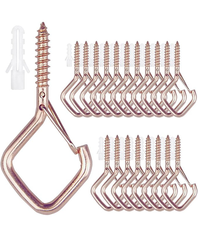 Sexoeie 20PCS Eye Screw Hooks for Hanging Heavy Duty with Safety Buckle.Metal Ceiling Hooks for Hanging Plants,Cup,Wind Chime,Bird Feeders,String Lights at Indoor&Outdoor,2.36 Inch(No Drill Bit)